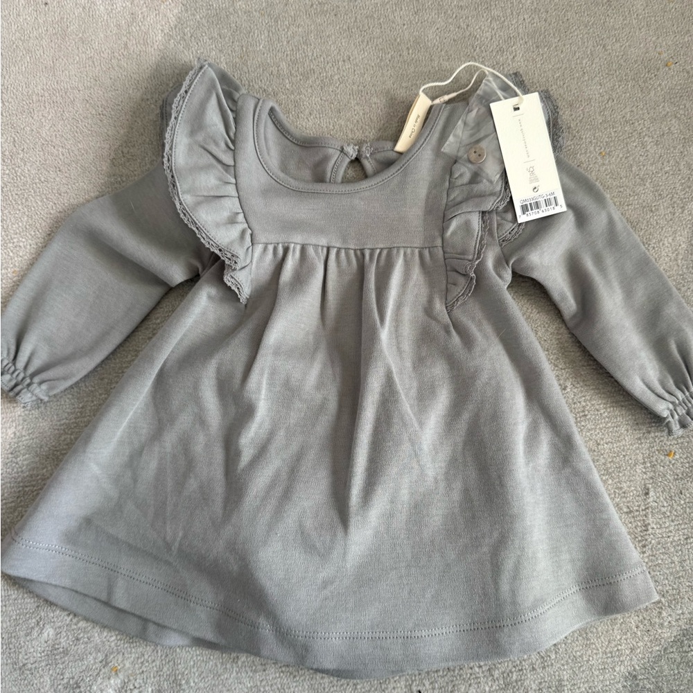 Quincy Mae Gray Ruffle Sleeve Dress
